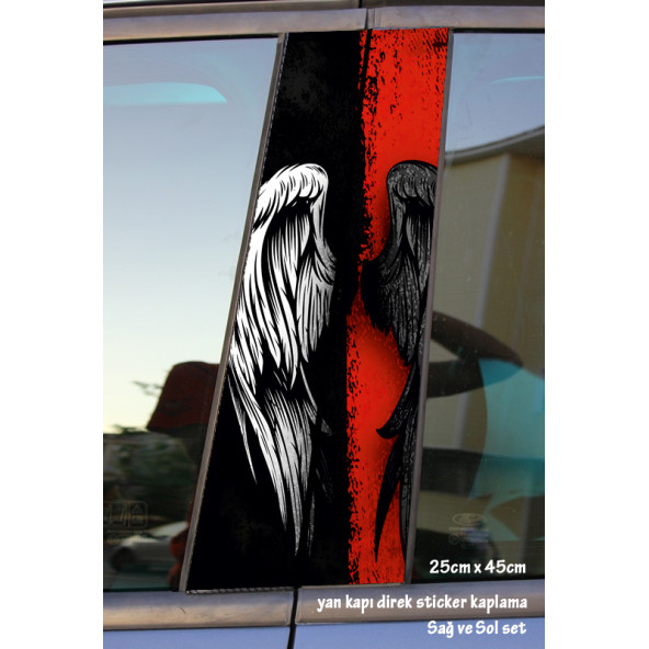 angel melek - yan kapı direk kaplama folyosu - 2 adet sol sağ sticker set ürün görseli 1