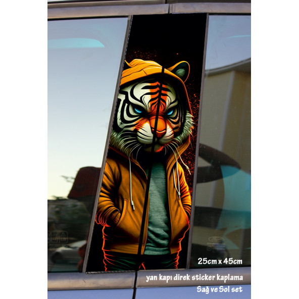 kaplan tiger - yan kapı direk kaplama folyosu - 2 adet sol sağ sticker set ürün görseli 1