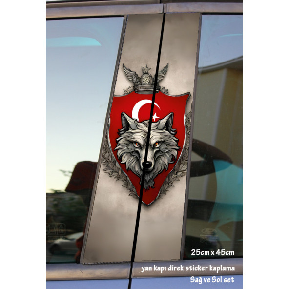 bozkurt ayyılıdzlı - yan kapı direk kaplama folyosu - 2 adet sol sağ sticker set ürün görseli 1