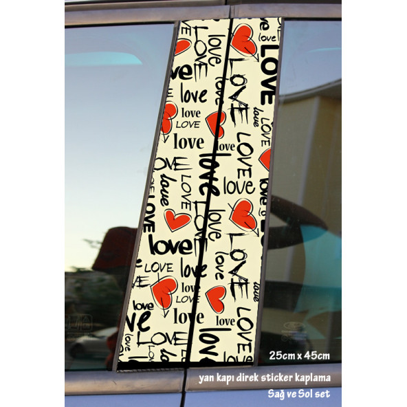 love aşk - yan kapı direk kaplama folyosu - 2 adet sol sağ sticker set ürün görseli 1