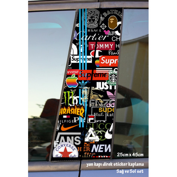 marka kalite - yan kapı direk kaplama folyosu - 2 adet sol sağ sticker set ürün görseli 1