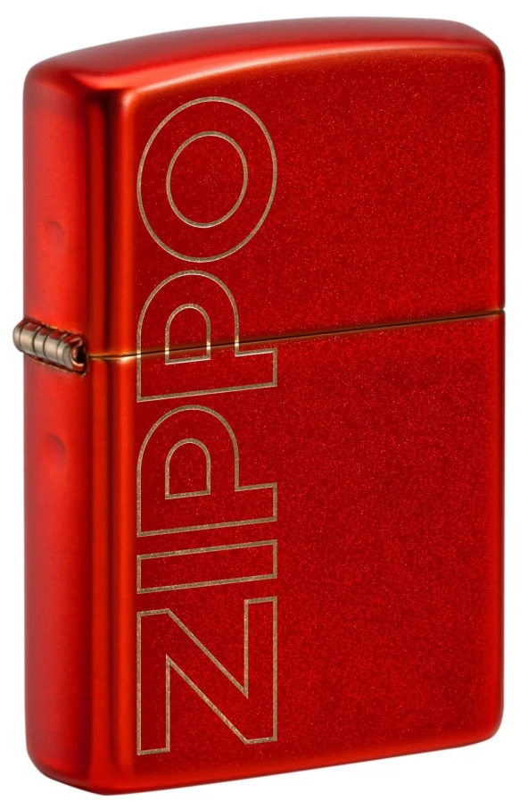 Zippo Rüzgar çakmağı – Dikey logo, metalik kırmızı, lazer gravür – Doldurulabilir – Tekrar kullanılabilir – Rüzgara dayanıklı tasarım – Hediye kutusu – ABD'de üretilmiştir ürün görseli 1