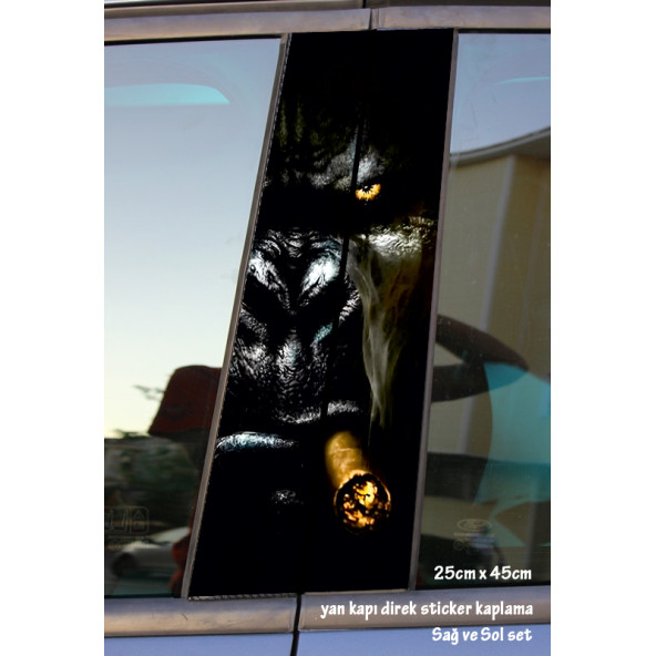 maymun goril - yan kapı direk kaplama folyosu - 2 adet sol sağ sticker set ürün görseli 1