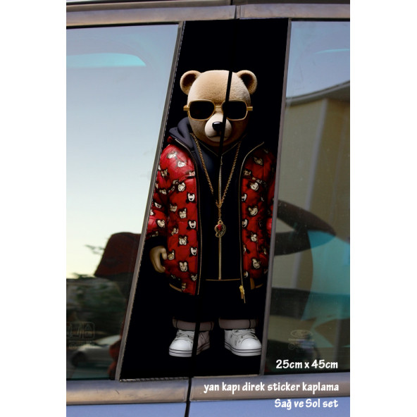 panda rap - yan kapı direk kaplama folyosu - 2 adet sol sağ sticker set ürün görseli 1