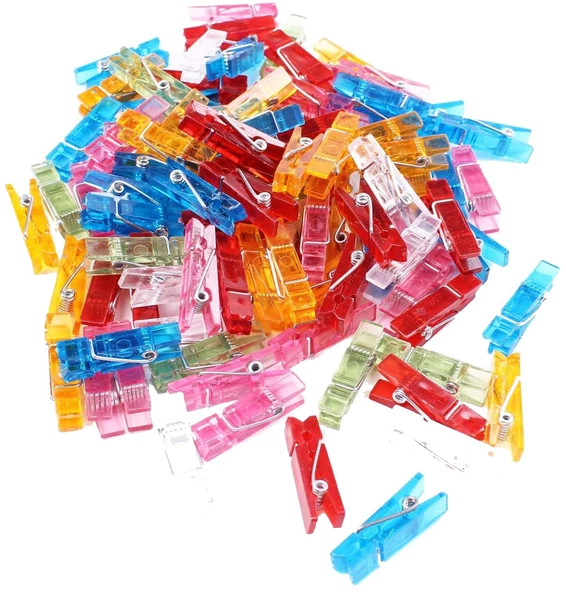 15'li Şeffaf Renkli Minik Mandal - 3,5 cm ürün görseli 1