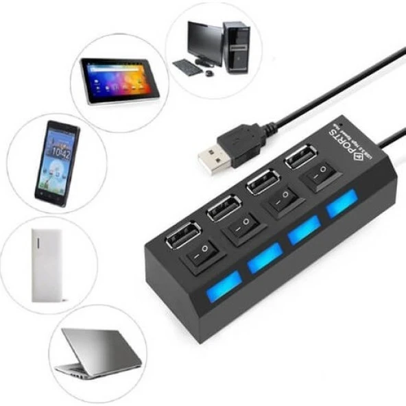4 Port Usb 2.0 Hub Çoğaltıcı Çoklayıcı Swıtch Anahtarlı ürün görseli 1