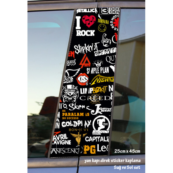 yazılı folyo - yan kapı direk kaplama folyosu - 2 adet sol sağ sticker set ürün görseli 1