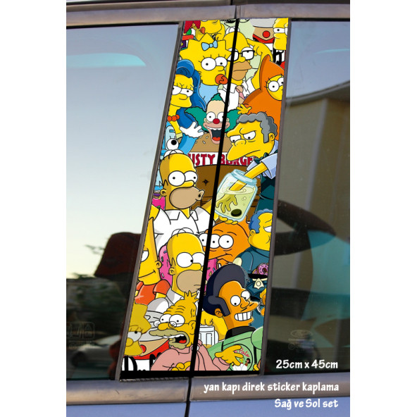 çizgi film karekter - yan kapı direk kaplama folyosu - 2 adet sol sağ sticker set ürün görseli 1
