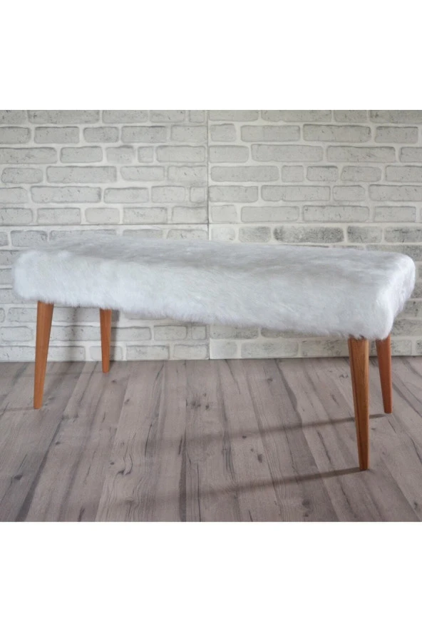 Sanal Mobilya Retro Bench Beyaz Peluş - Resim 2