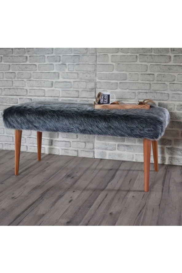 Sanal Mobilya Retro Bench Antrasit Peluş ürün görseli 1