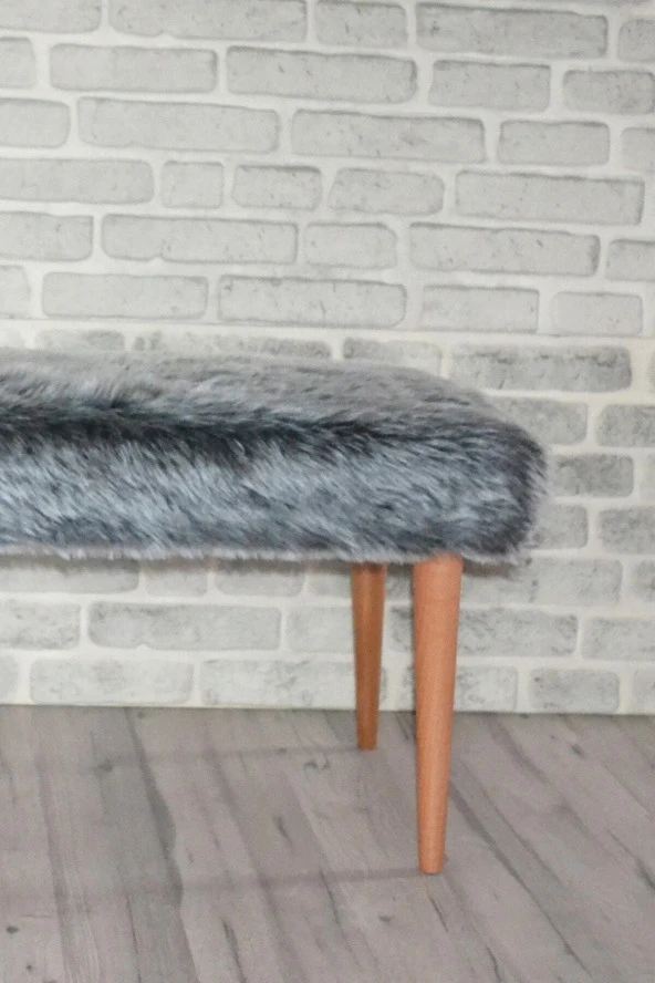 Sanal Mobilya Retro Bench Antrasit Peluş - Resim 3