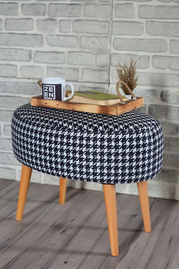 Sanal Mobilya VALENTE OVAL PUF KAZAYAĞI DESENLİ ürün görseli 1
