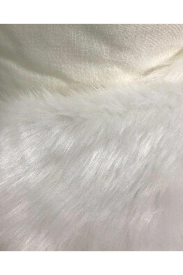 Hanedan Kumaş Yumuşak Ve Uzun Tüylü Peluş Kürk Kumaş Beyaz 50x150 Cm ürün görseli 1