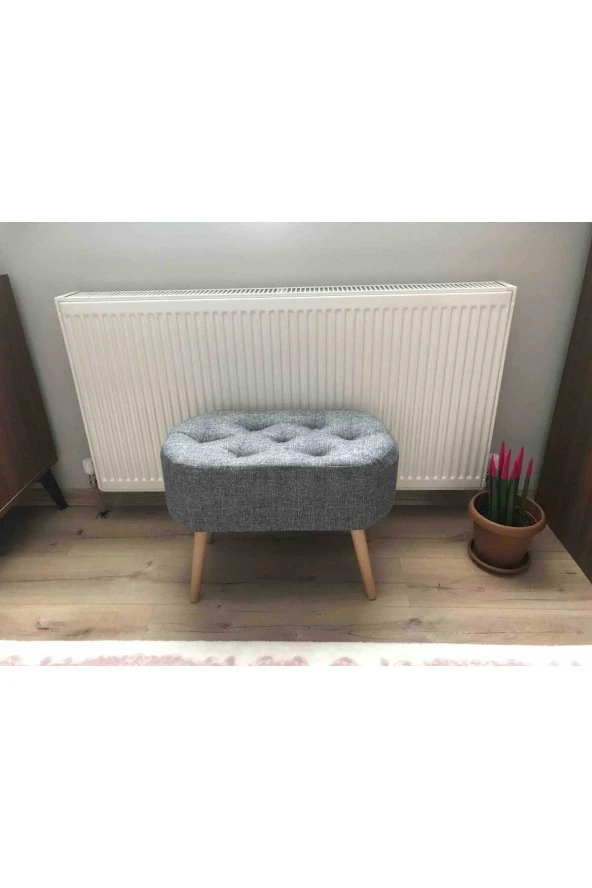 BEYLERBEYİ Gürgen Ahşap Ayak welsoft Kumaş Oval Pufidik Puf Bench Tabure Sandalye Berjer Koltuk ürün görseli 1