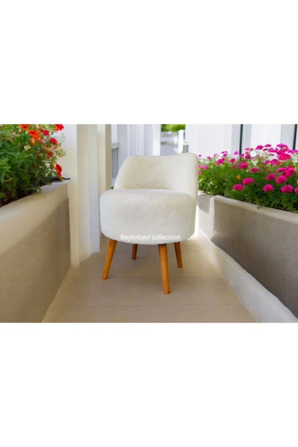 BEYLERBEYİ Rufmee Peluş Kürk Puf Beyaz ürün görseli 1