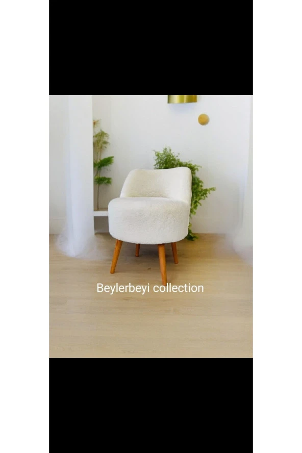 BEYLERBEYİ Rufmee Peluş Kürk Puf Beyaz ürün görseli 1