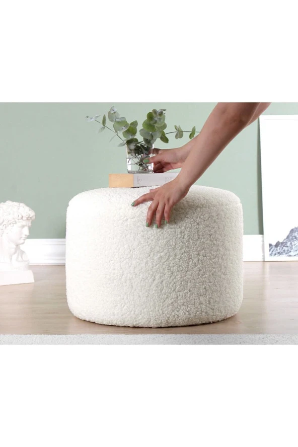 EMBA LUXURY Focus 40cm Tedy Puf Yuvarlak Puf Orta Sehpa ürün görseli 1