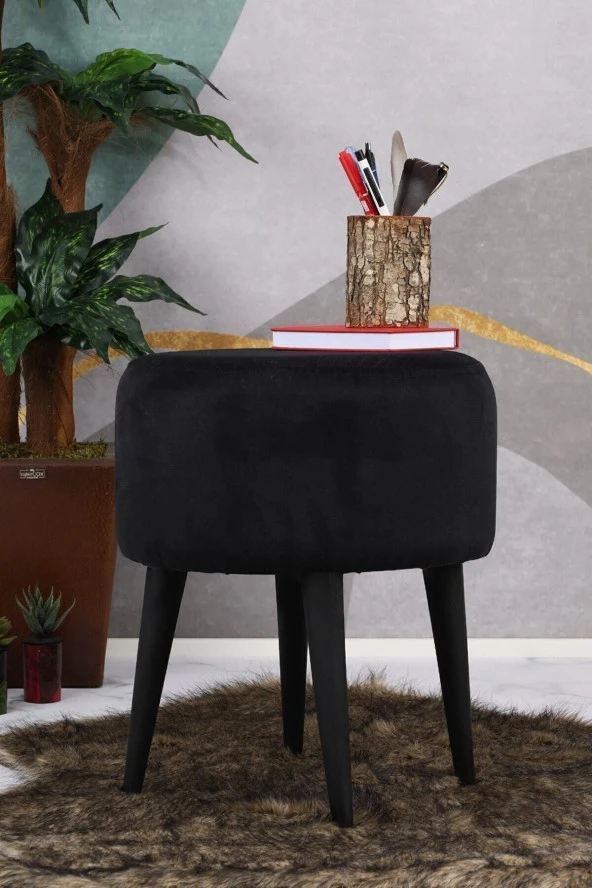 PufyHome Fix Siyah Gürgen Ayaklı (siyah) Çok Amaçlı Puf Koltuk ürün görseli 1