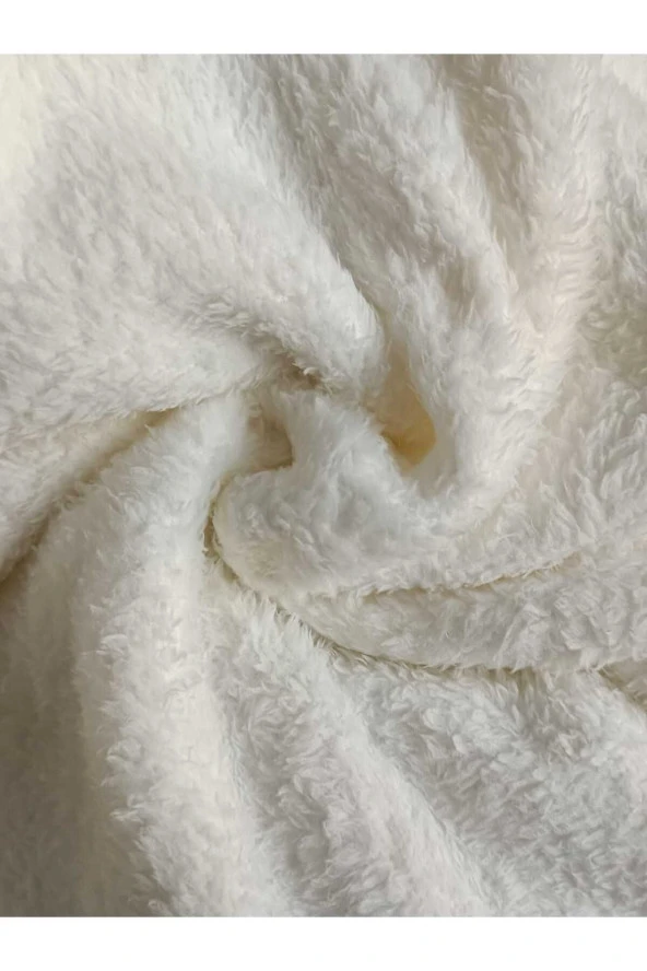 BEYLERBEYİ COLLECTİON 1.5 Metre Çift Yüzlü Kırık Beyaz Welsoft Peluş Kumaş 180 Cm En ürün görseli 1