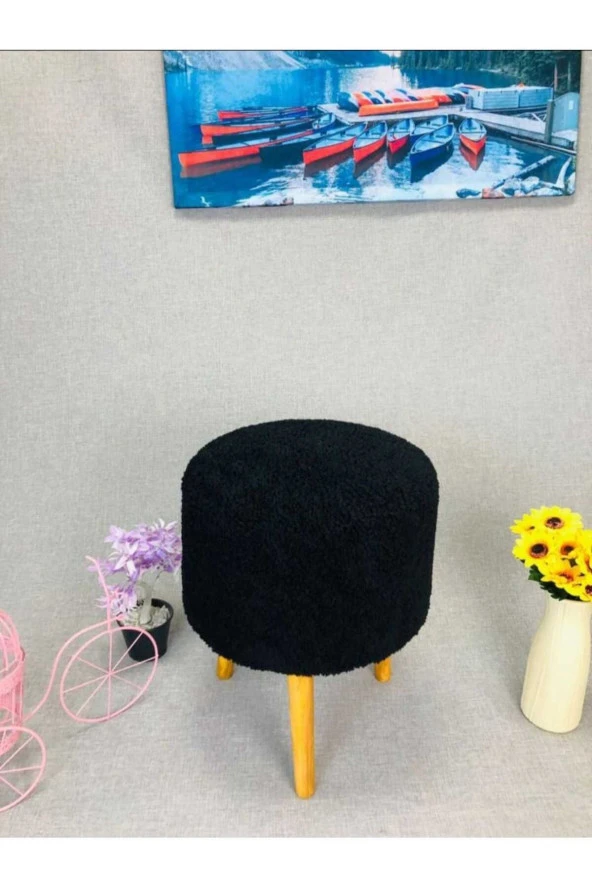 BEYLERBEYİ Şark köşesi Coco Pufu , Peluş kumaş ,oturma odası, makyaj masası pufu ürün görseli 1