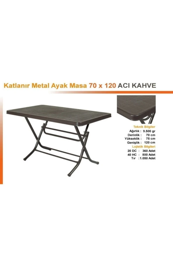 Özel Yapım Kaliteli Plastik Katlanır Masa - Bahçe Ve Balkonlarda Kolay Kullanım 70x120 Ölçülerinde Masa ürün görseli 1