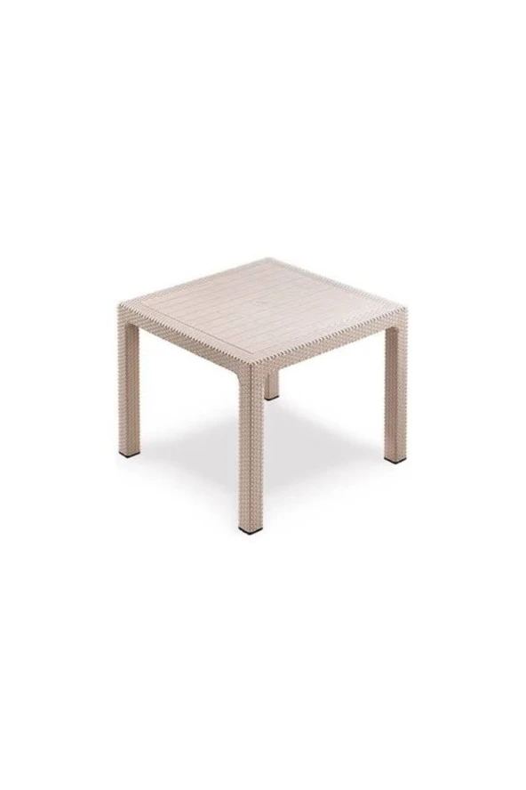 Özel Yapım Rattan Efektli 90x90 Cappicino Bej Tam Plastik Masa Balkon Bahçe ürün görseli 1
