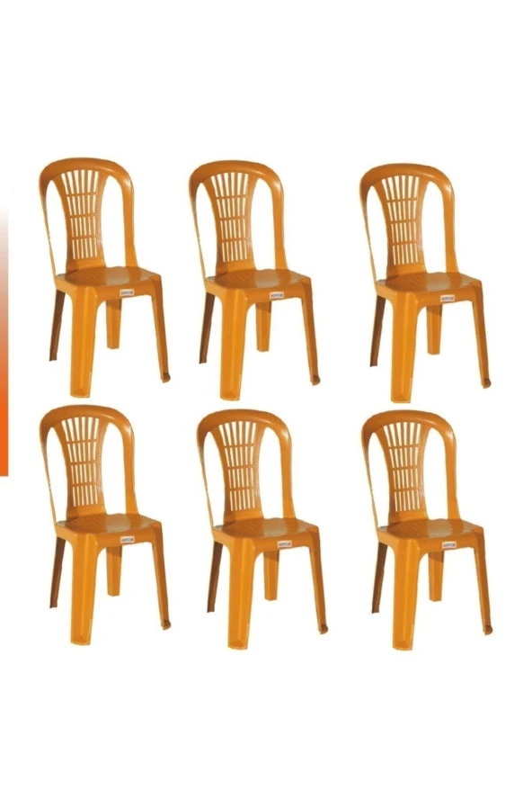 NetBazaars Plastik Sandalye 6 Adet Kolsuz Balkon Bahçe Kamp Mobilya (kahve Rengi) Xömbx98 ürün görseli 1