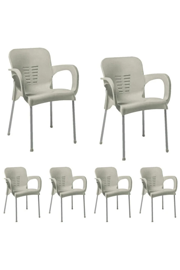 6 Adet Metal Ayaklı Plastik Sandalye Koltuk 6'lı Set ürün görseli 1