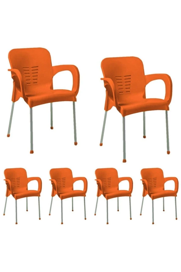 6 Adet Metal Ayaklı Plastik Sandalye Koltuk 6'lı Set ürün görseli 1