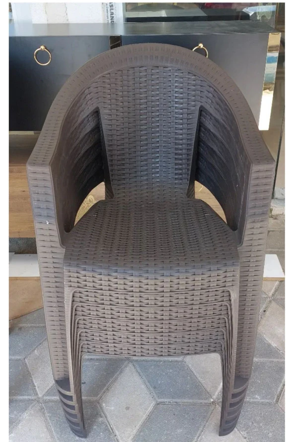 hesapli Rattan Efektli Acı Kahve Plastik Bahçe Sandalyesi 6 Adet ürün görseli 1