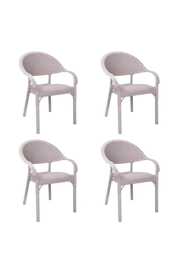 Capissi 4'lü Bambu Rattan Sandalye Dörtgenofis ürün görseli 1