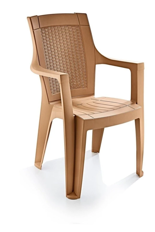 Besa Teak Rengi 6 lı Rattan Efektli Plastik Sandalye ürün görseli 1