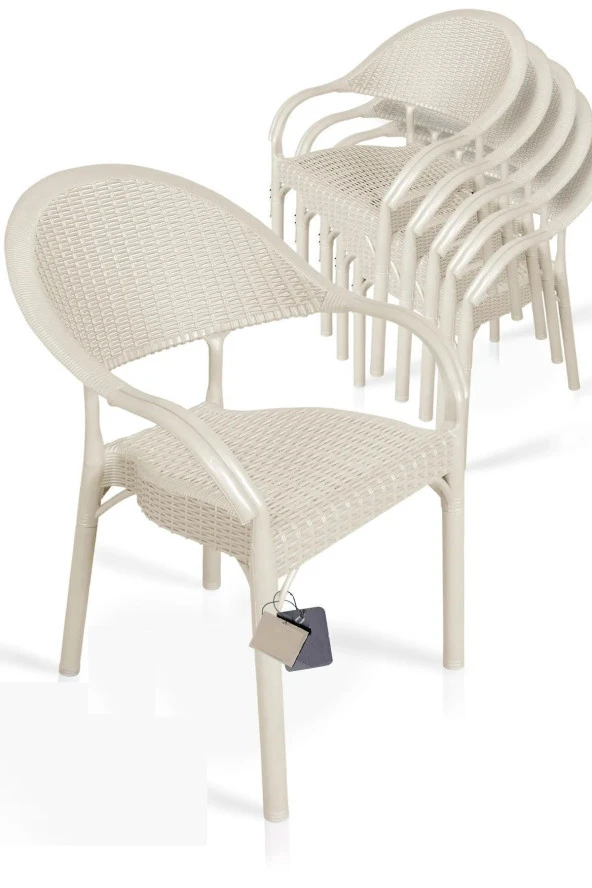 6 Adet Bambu Rattan Kollu Sandalye Koltuk 6'lı Set ürün görseli 1
