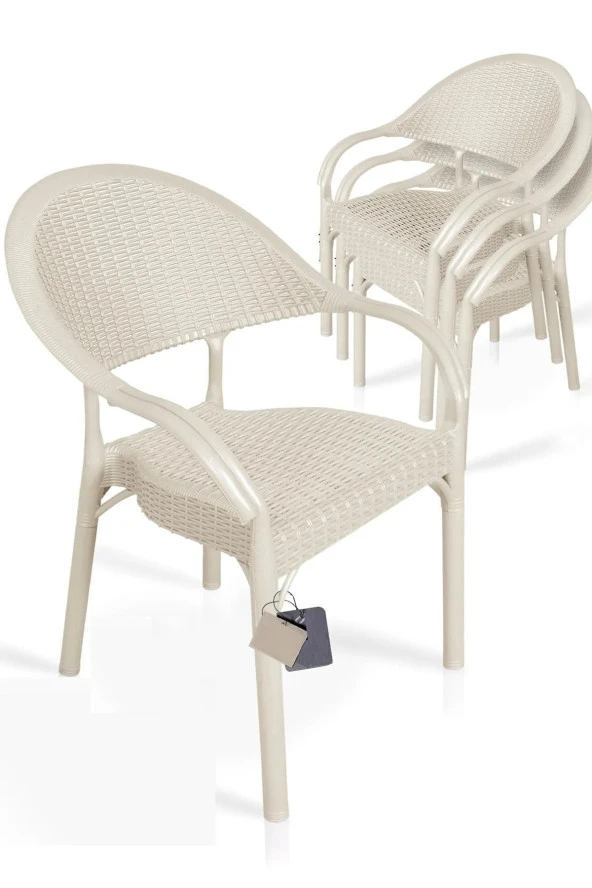 4 Adet Bambu Rattan Kollu Sandalye Koltuk 4'lü Set ürün görseli 1