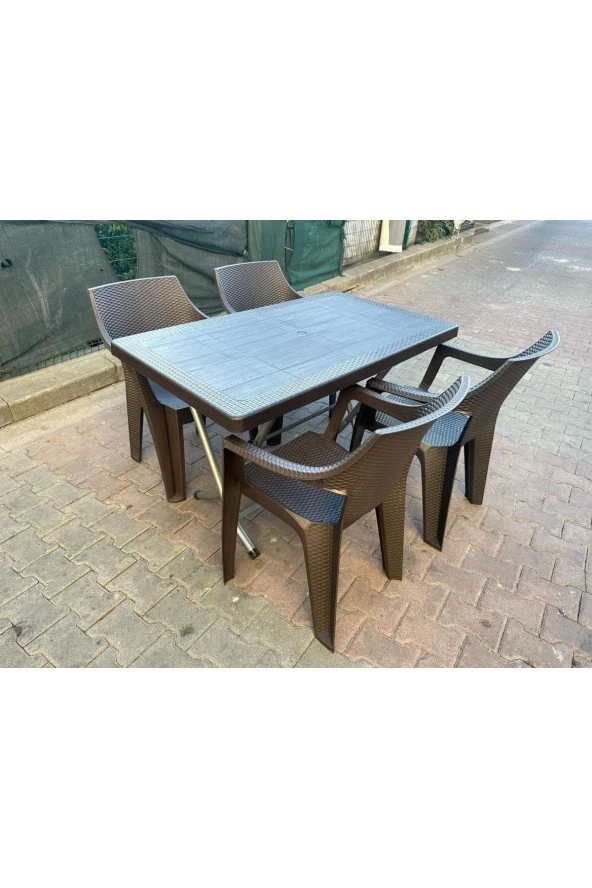 Özel Yapım Tüm Plastik Masa - Sandalye Takımı - Masa + 4 Kollu Sandalye ürün görseli 1