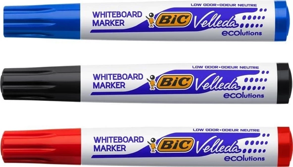 Bic Velleda Beyaz Tahta Kalemi 3 Renk | Kırmızı-Siyah-Mavi ürün görseli 1