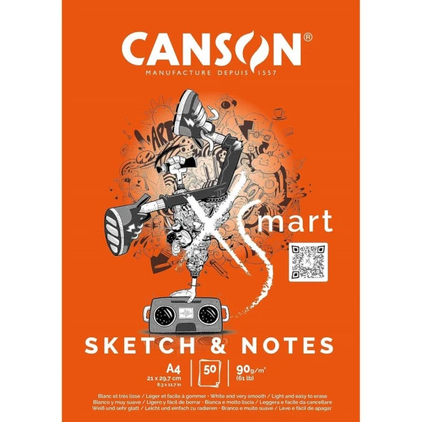 Canson Xsmart Sketch & Notes Çizim Defteri A4 90 gr 50 yp ürün görseli 1