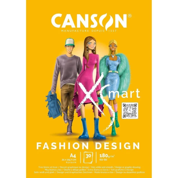 Canson Xsmart Fashion Design Çizim Defteri A4 180 gr 30 yp ürün görseli 1
