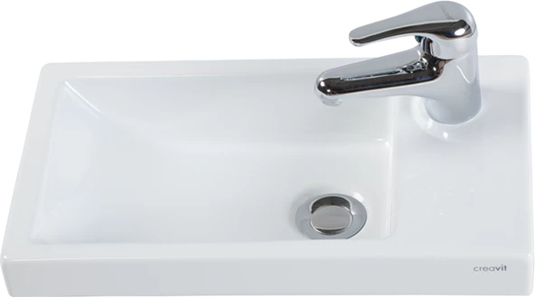 Creavit TP025 Elmas Tezgah Üstü Lavabo 25X45 cm Beyaz ürün görseli 1
