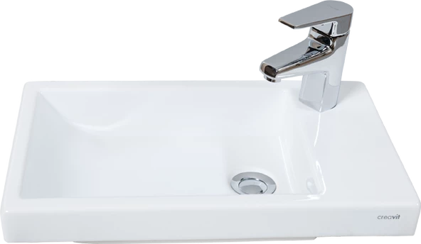 Creavit TP026 Elmas Tezgah Üstü Lavabo 30X50 cm Beyaz ürün görseli 1