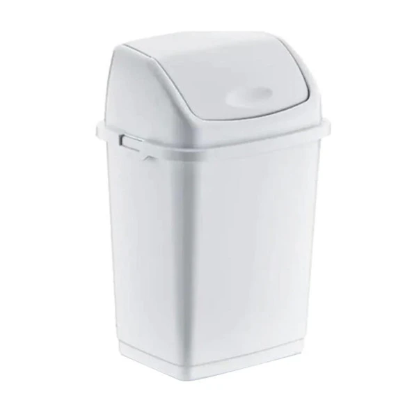 Polytime Magnum Klink Sallanır Kapak Ofis Banyo Mutfak Bahçe Çöp Kutusu Kovası / 20 Litre / Beyaz / 47x30x23 Cm. ürün görseli 1