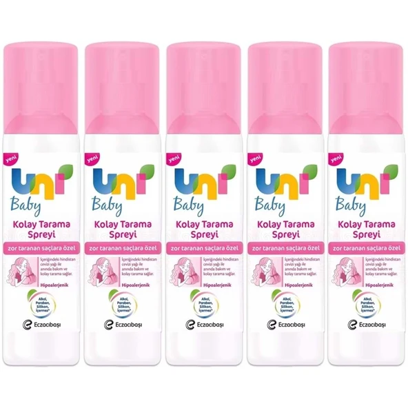 Uni Baby Kolay Saç Tarama Spreyi 200ML (Yeni) Zor Taranan Saçlara Özel (5 Li Set) ürün görseli 1