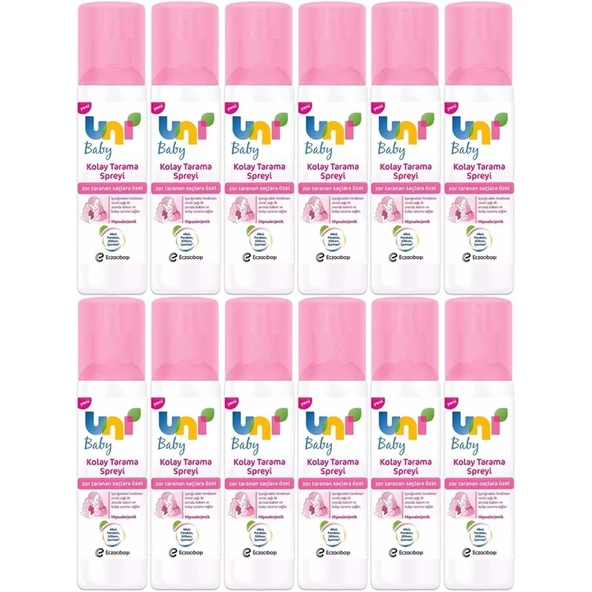 Uni Baby Kolay Saç Tarama Spreyi 200ML (Yeni) Zor Taranan Saçlara Özel (12 Li Set) ürün görseli 1