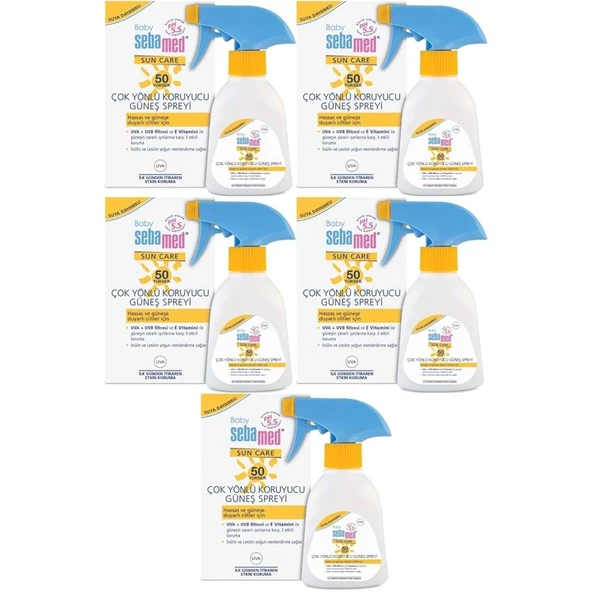 Sebamed Sun Care Bebek Güneş Losyonu Kremi Sprey 50+ Faktör 200ML (Hassas Ciltler İçin) (5 Li Set) ürün görseli 1