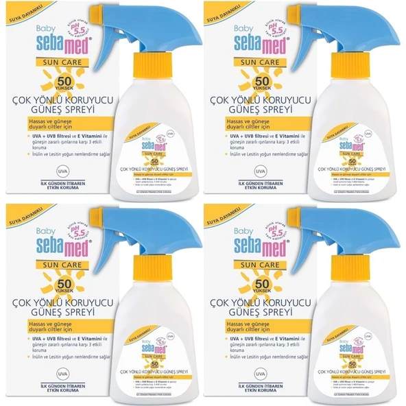 Sebamed Sun Care Bebek Güneş Losyonu Kremi Sprey 50+ Faktör 200ML (Hassas Ciltler İçin) (4 Lü Set) ürün görseli 1