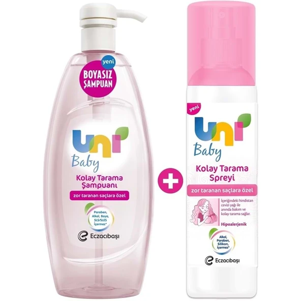 Uni Baby Bebek Kolay Tarama Seti Şampuanı 700ML + Saç Tarama Spreyi 200ML ürün görseli 1