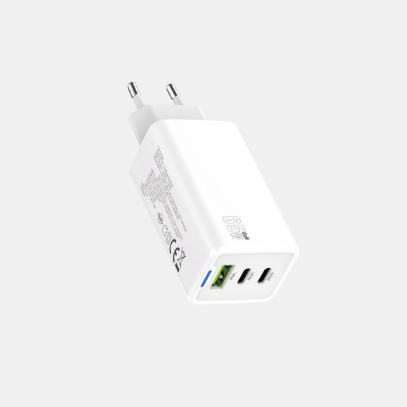 AC100 2 PD + 1 USB GİRİŞLİ 65W GAN PREMİUM HIZLI ŞARJ CİHAZI ürün görseli 1