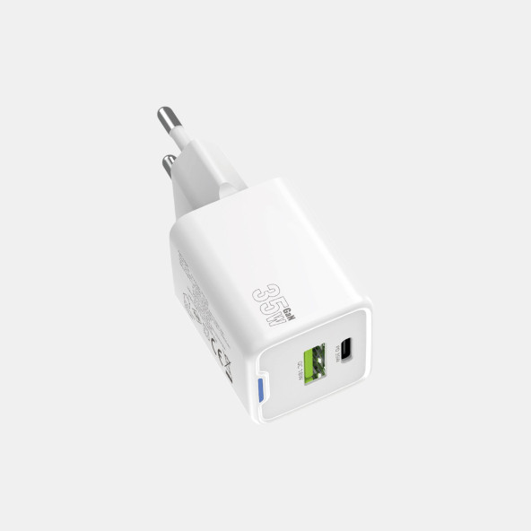 AC99 1 PD + 1 USB GİRİŞLİ 35W GAN PREMİUM HIZLI ŞARJ CİHAZI ürün görseli 1