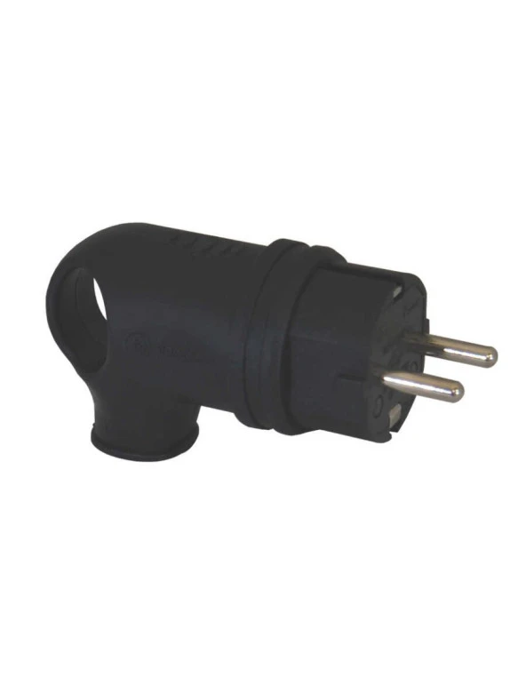 Tp Electric 3101-302-0300 1X16A Kauçuk Eğik Fiş Siyah Vidalı IP44 ürün görseli 1