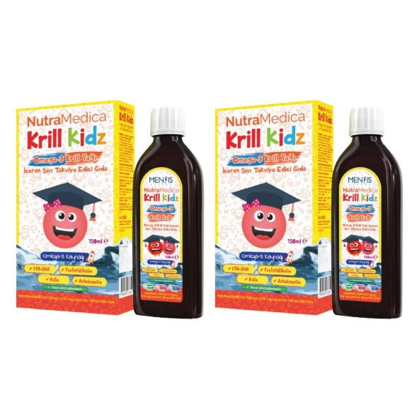 Krill Kidz Omega3 ve Krill Yağı İçeren Takviye Edici Gıda 150ml x2 Adet ürün görseli 1